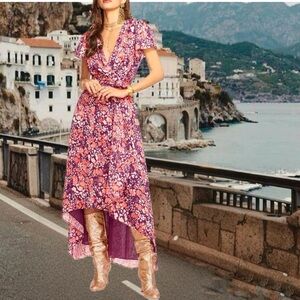 Ramy Brook Alina Floral High-Low Maxi Dress NWT